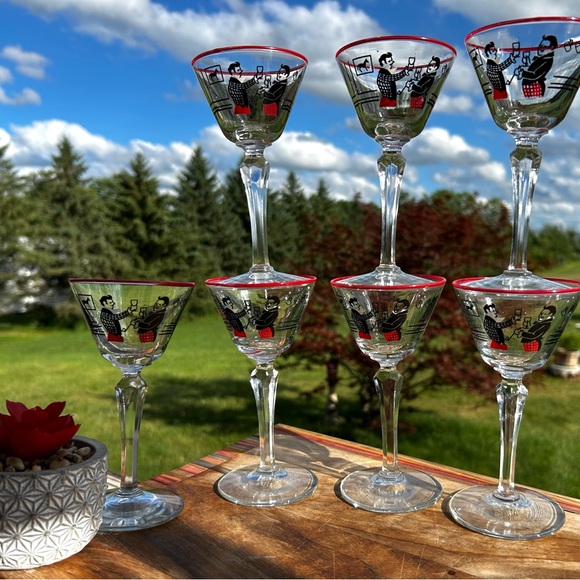 Vintage Libbey Pickwick Merrymaker Martini Glasses, Midcentury Equestrian Cockta - Picture 12 of 12